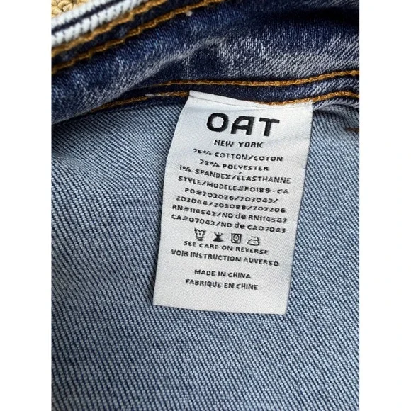 OAT New York Womens High Rise Wide Leg Cuffed Jeans Medium Wash Blue Size 6/28 - Picture 3 of 4